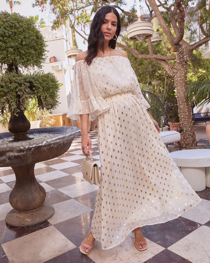 Parson Chiffon Off Shoulder Midi Dress