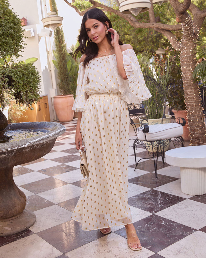 Parson Chiffon Off Shoulder Midi Dress