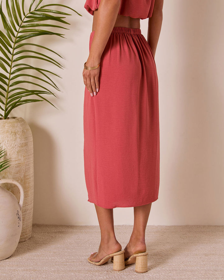 Moonrise Surplice Hem Midi Skirt