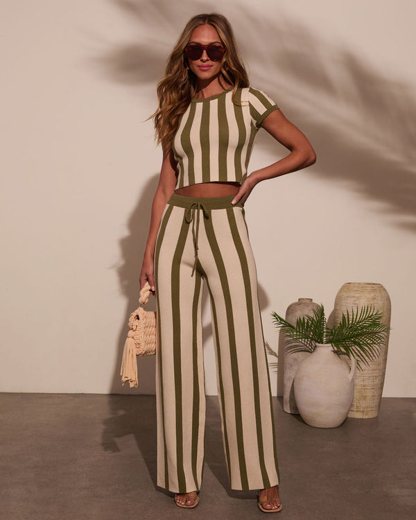Kayson Striped Flare Pants Olive