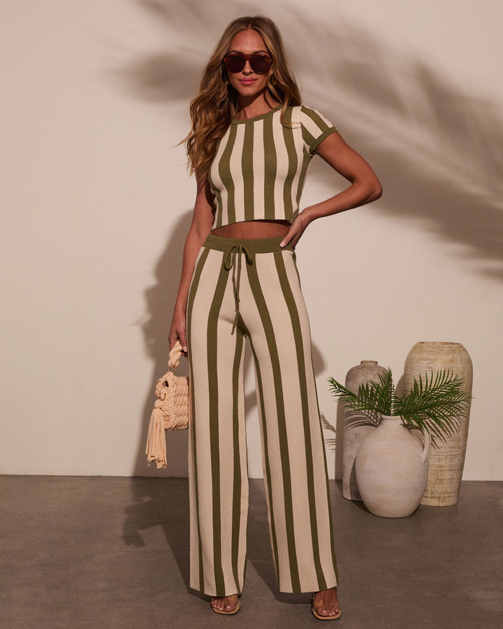 Kayson Striped Flare Pants Olive
