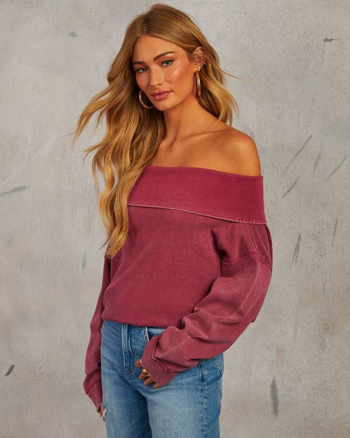 Coffee Run Off The Shoulder Sweater