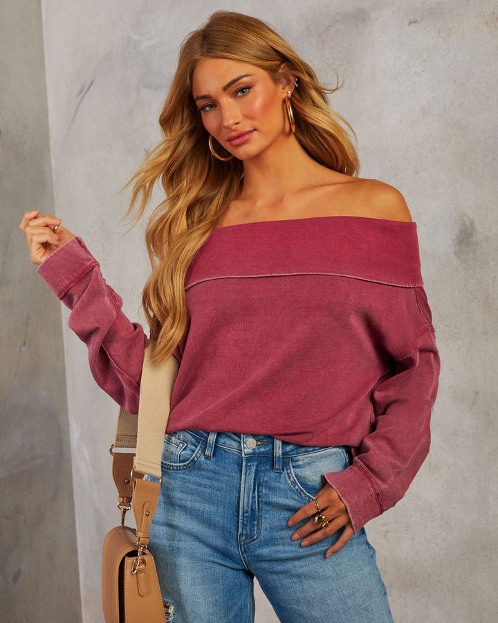 Coffee Run Off The Shoulder Sweater Mauve