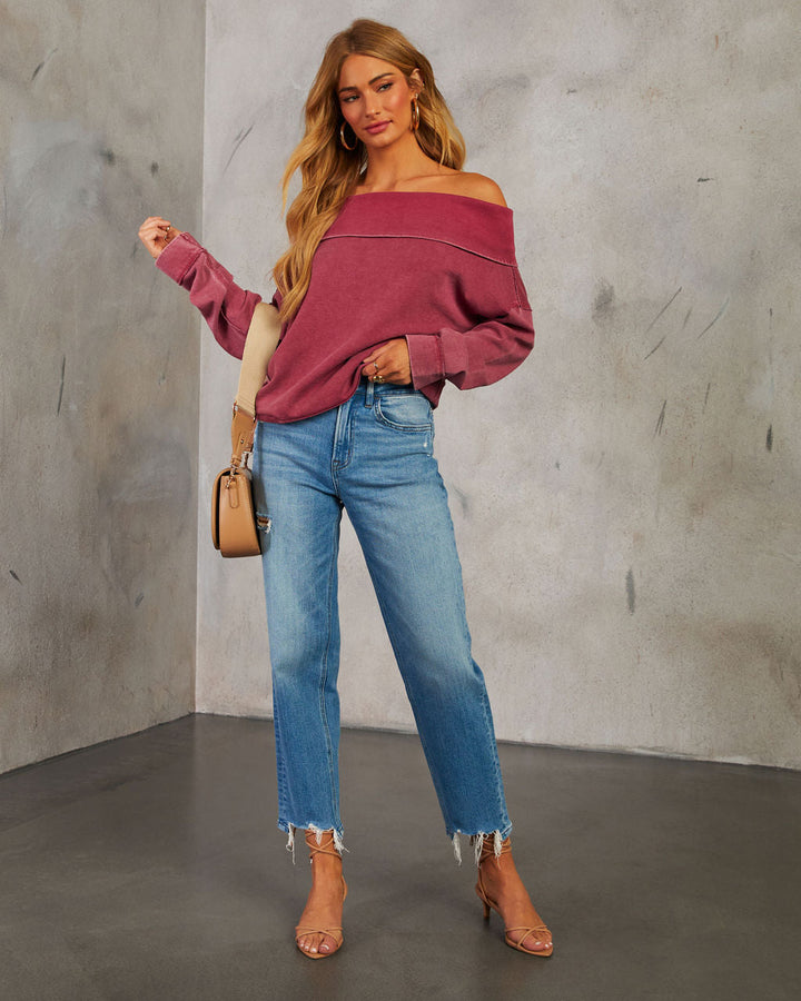 Coffee Run Off The Shoulder Sweater