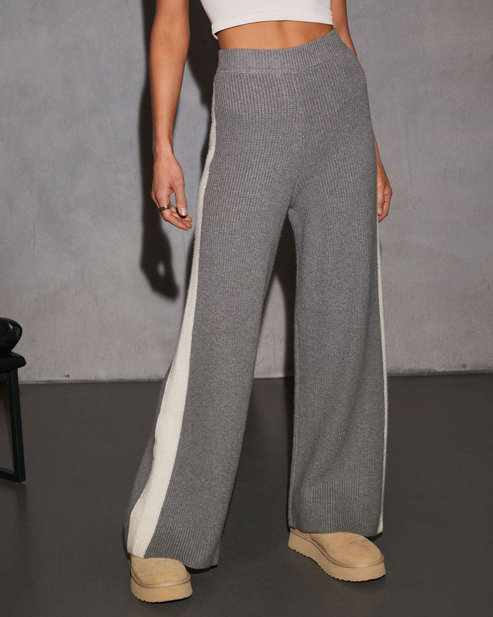 Sunday Snooze Knit Contrast Wide Leg Pants