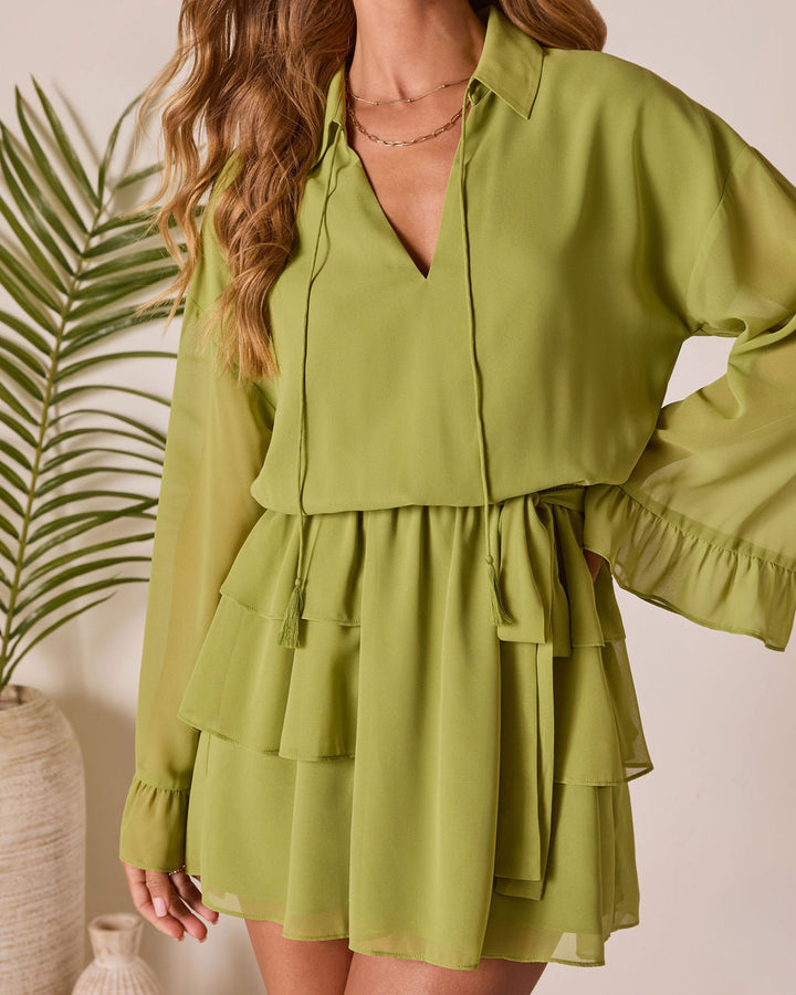 Odessi Tiered Waist Tie Mini Dress