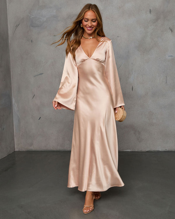 Robynn Cut-Out Satin Maxi Dress Champagne