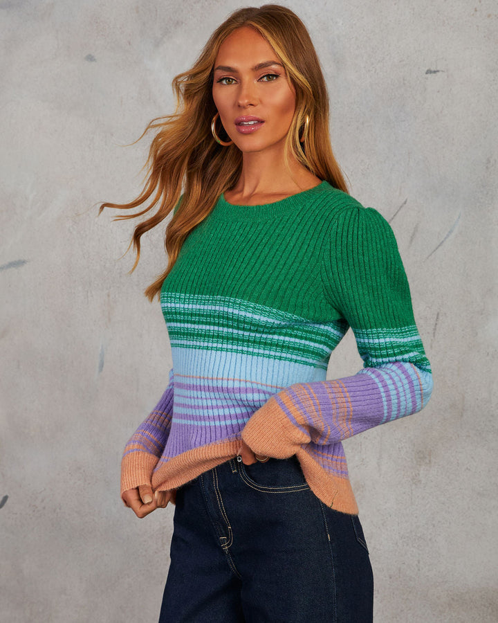 Dayton Colorblock Pullover Sweater Green Multi