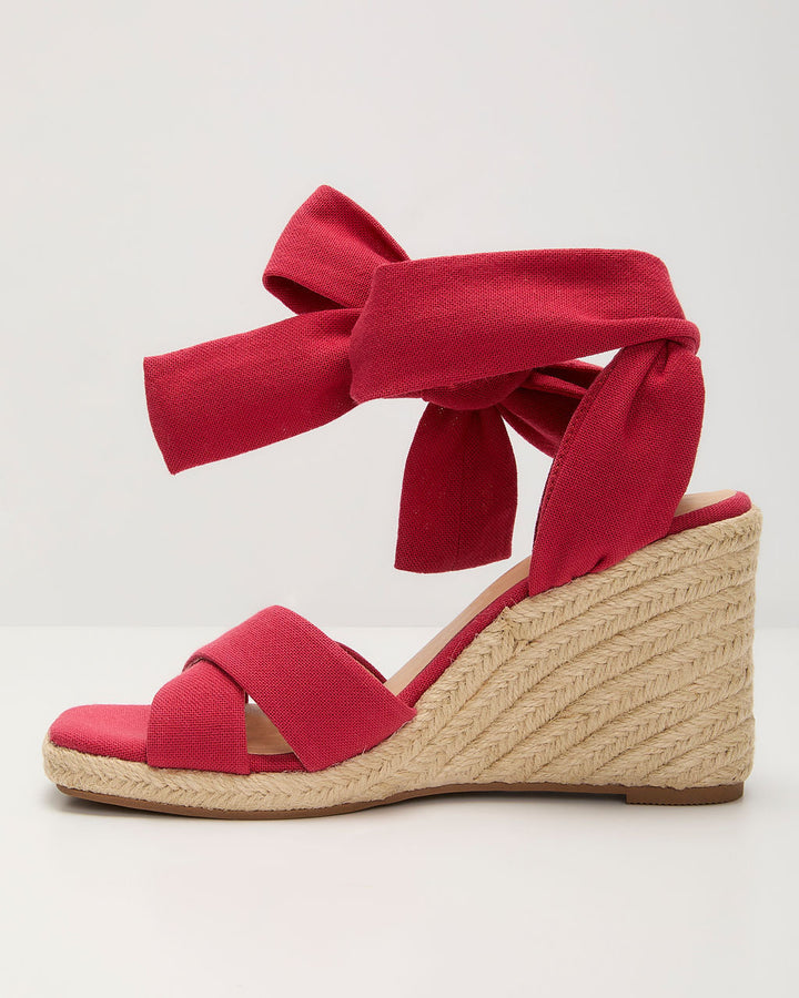 Sundance Wrap Tie Wedge Sandals