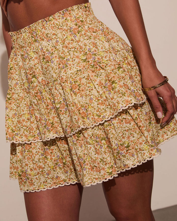 Rosalia Tiered Floral Mini Skirt