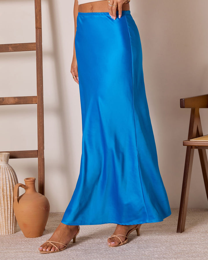 Summer Coastin Straight Satin Maxi Skirt