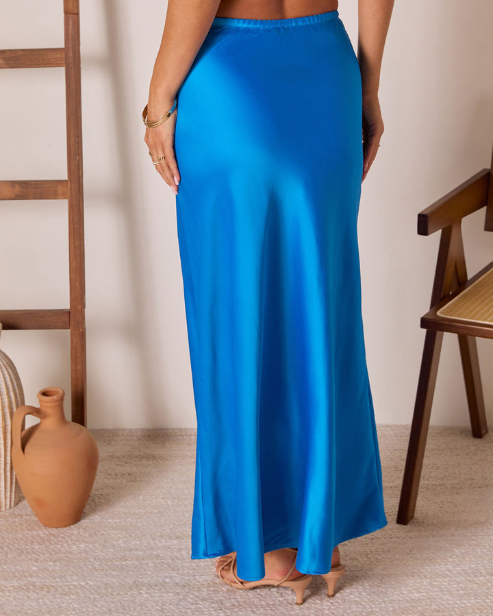 Summer Coastin Straight Satin Maxi Skirt
