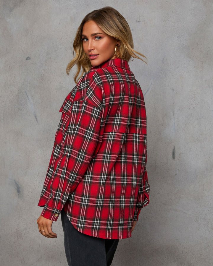 Petaluma Cotton Blend Plaid Button Down Top