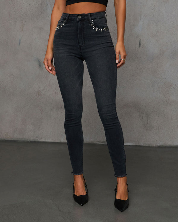 Strapped In Super Stretch High Rise Skinny Jeans Charcoal