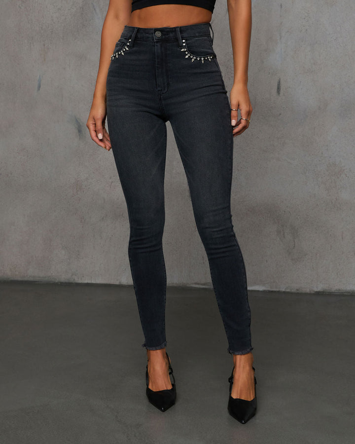Strapped In Super Stretch High Rise Skinny Jeans Charcoal