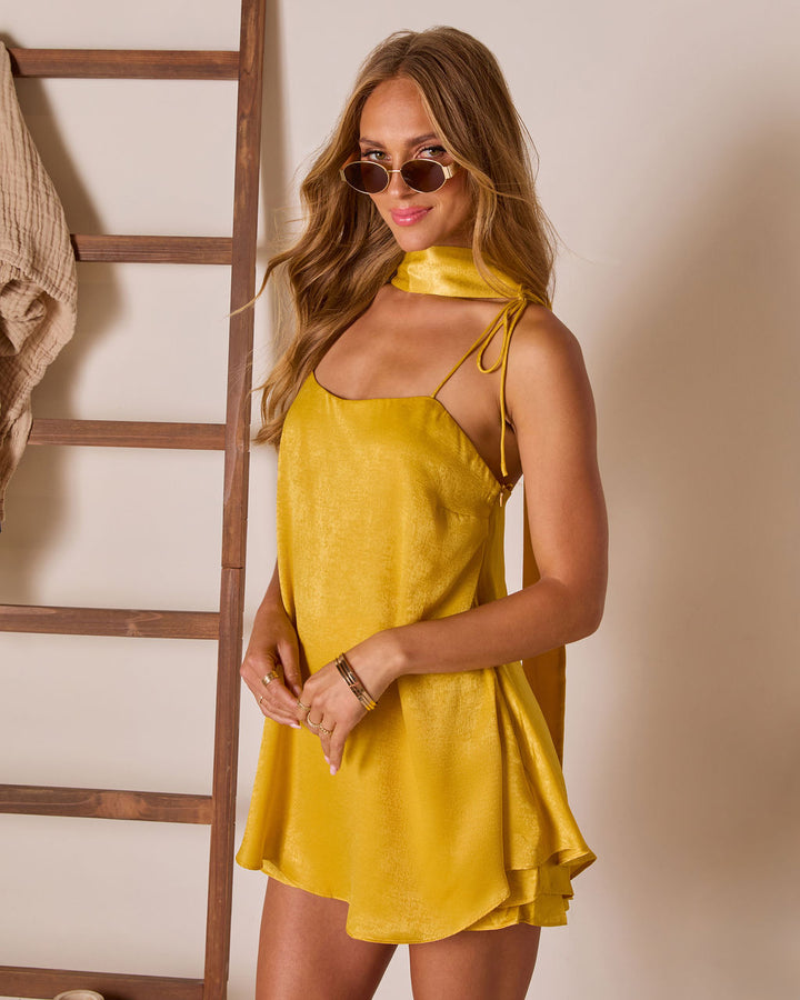 Midnight Chic Satin Shoulder Tie Romper