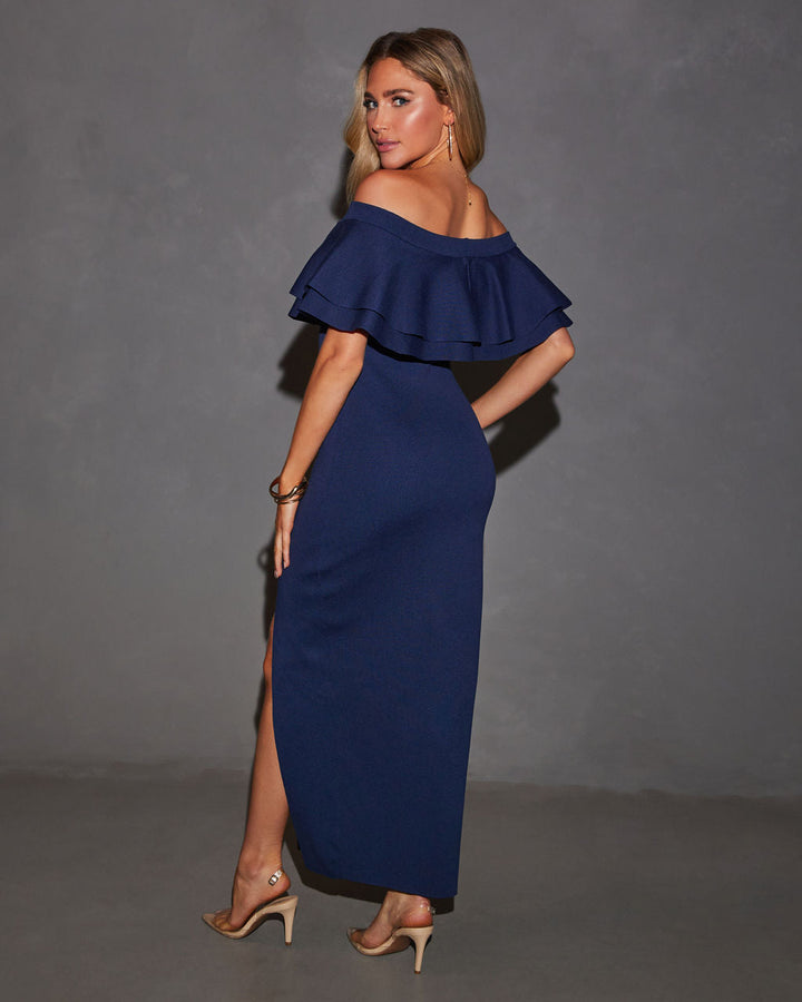 Timeless Beauty Ruffle Off The Shoulder Maxi Dress