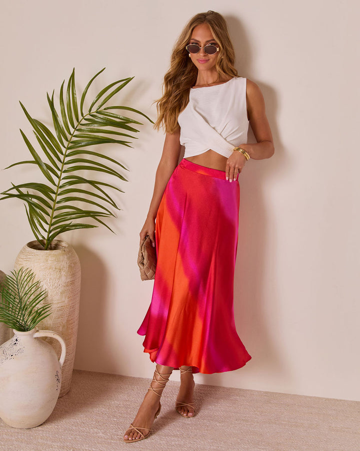 Citrus Moon Abstract Midi Skirt