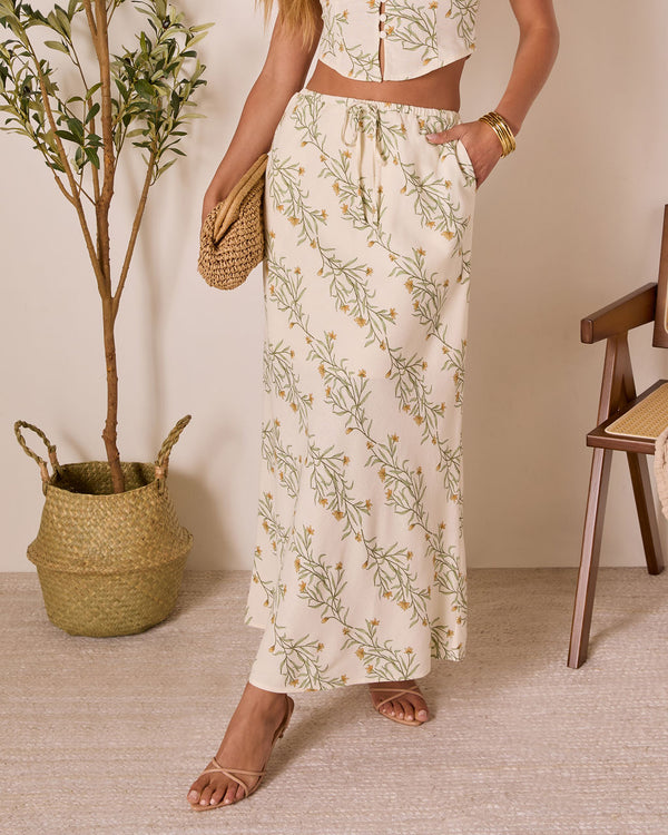 Sweet Surrender Floral Maxi Skirt Cream Multi