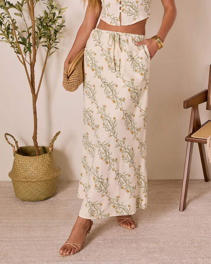 Sweet Surrender Floral Maxi Skirt Cream Multi