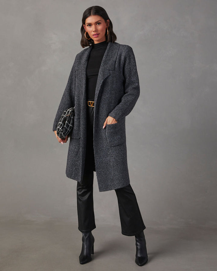 Alexia Pocketed Duster Cardigan Black