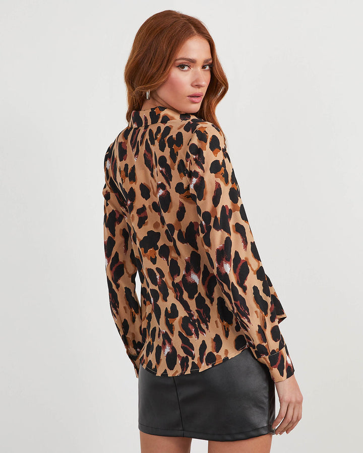 Ball Of Joy Button Down Leopard Blouse