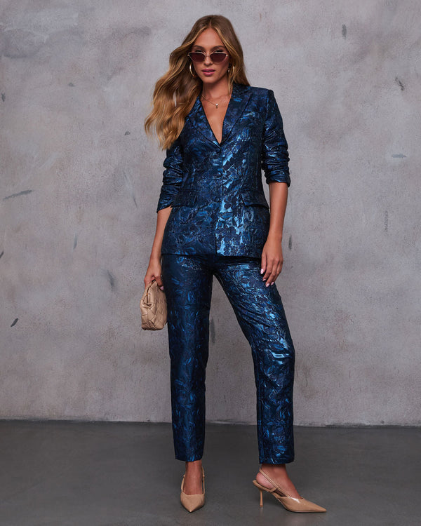 Come Away With Me Jacquard Pants Navy