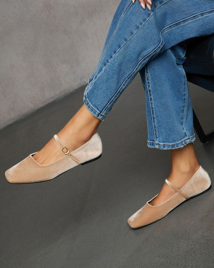 Janey Velvet Mary Jane Ballet Flats