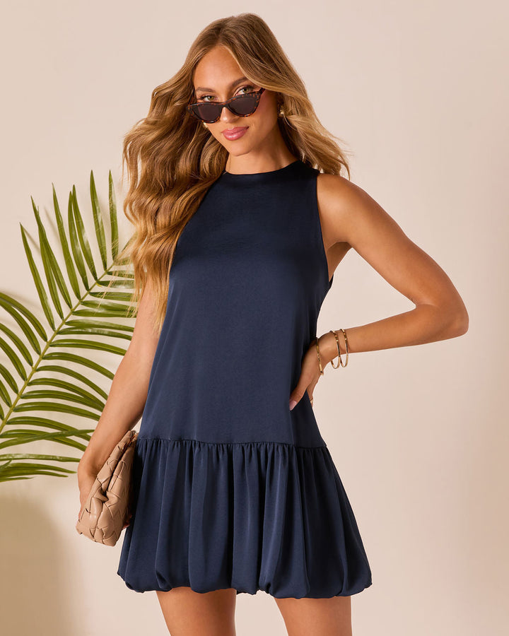 Heatwave Bubble Hem Mini Dress Navy