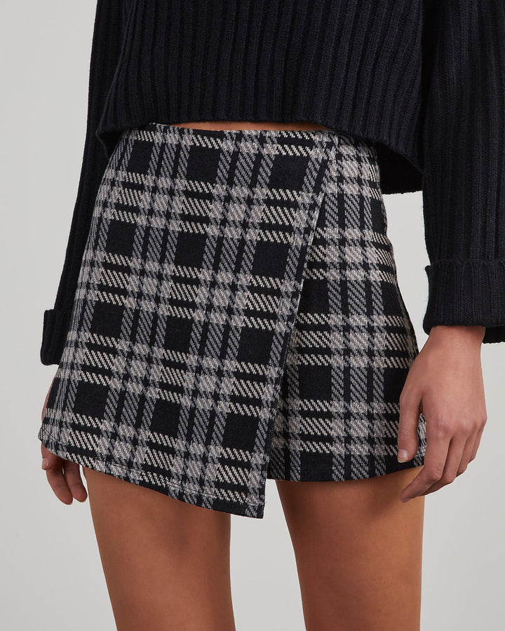 Kamala Plaid Wrap Skort Grey