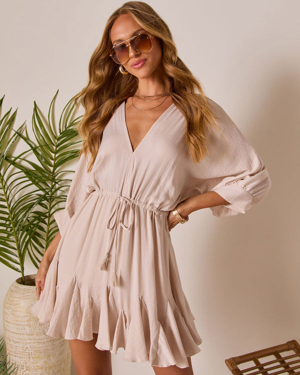 Telina Tassel Tie Mini Dress Cream