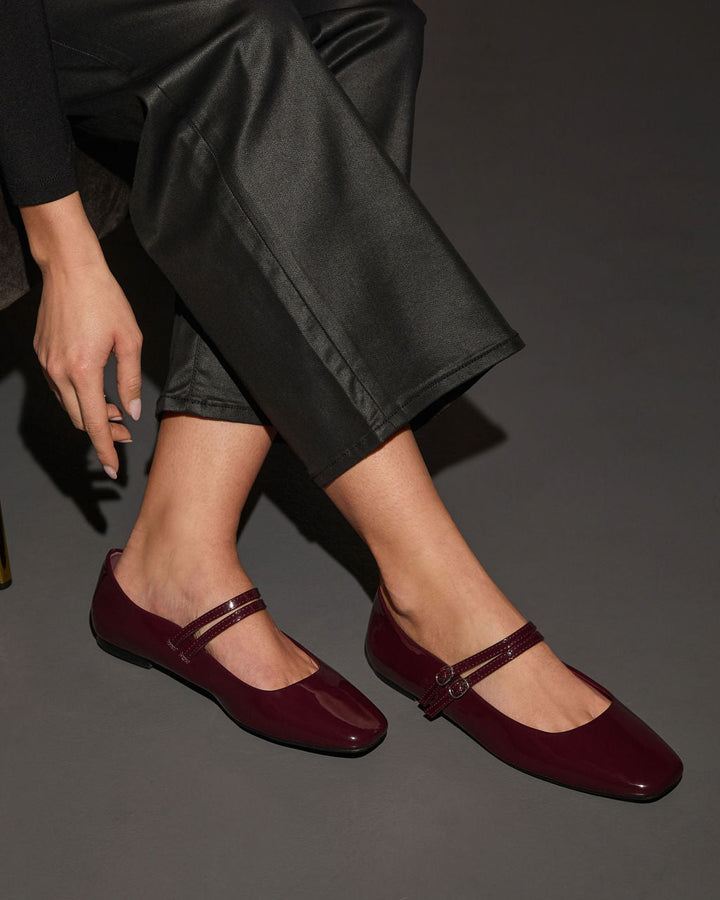 Zuri Patent Leather Ballet Flats Wine