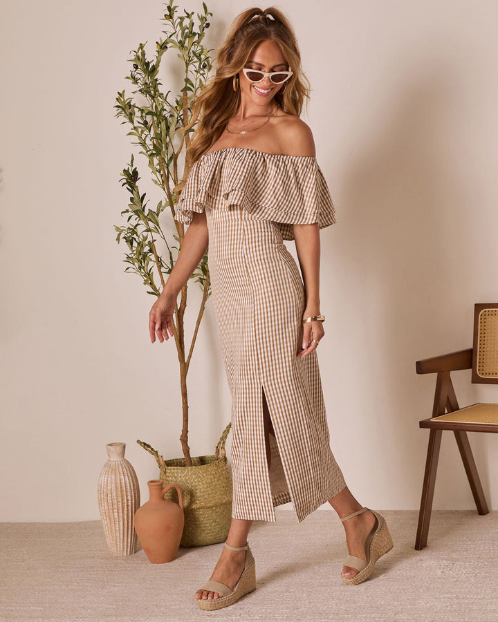 Timeless Beauty Ruffle Off The Shoulder Maxi Dress
