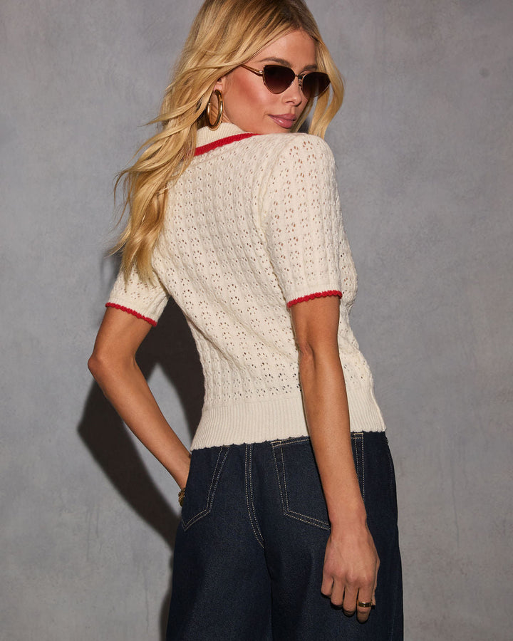 Quiet Luxe Knit Contrast Trim Sweater