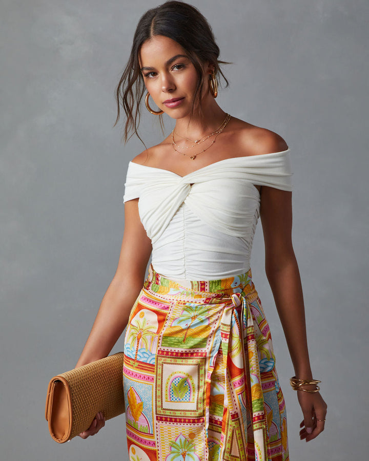 Trisha Off The Shoulder Ruched Bodysuit