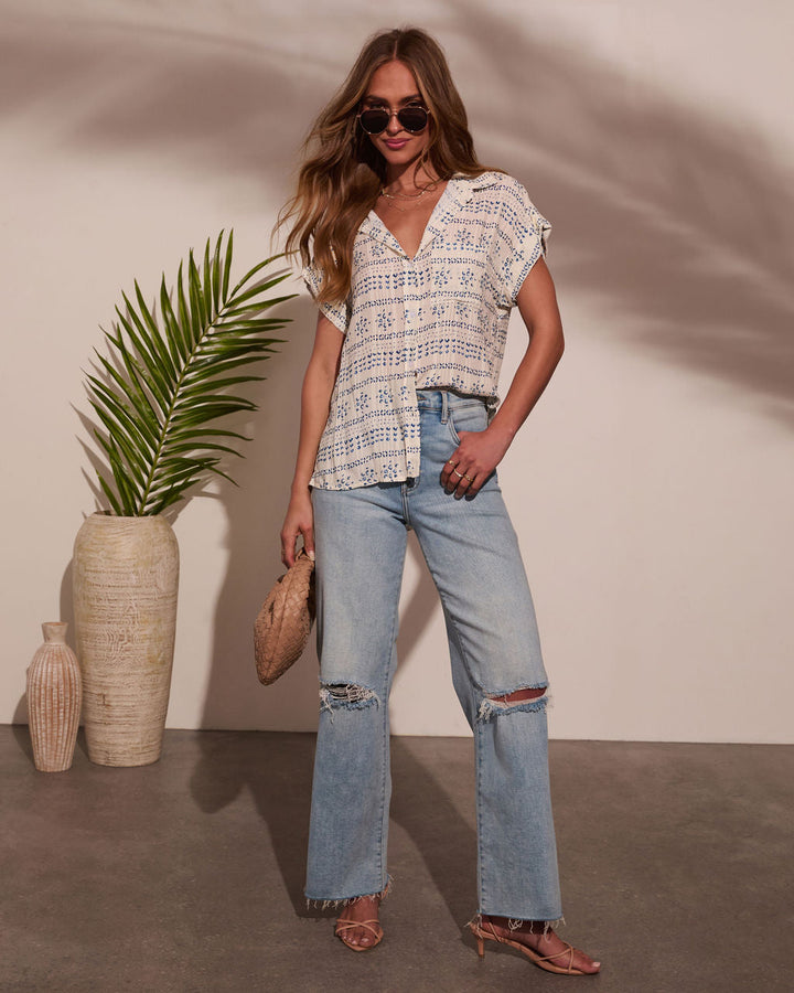 Mistie Abstract Button Down Top