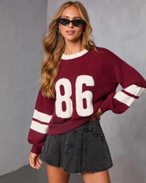 Madox Varsity Graphic Sweater Wine