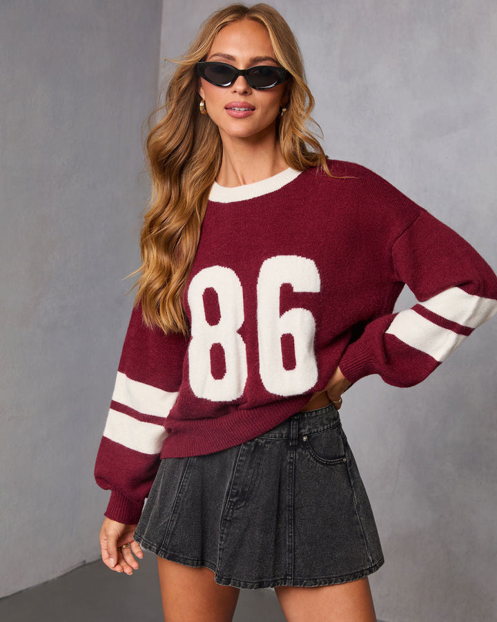 Madox Varsity Graphic Sweater Wine
