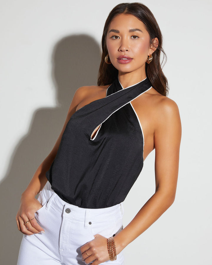 Midnight Muse Halter Neck Bodysuit Black