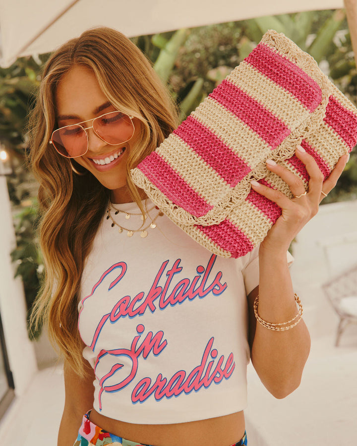 Ferry Striped Straw Clutch