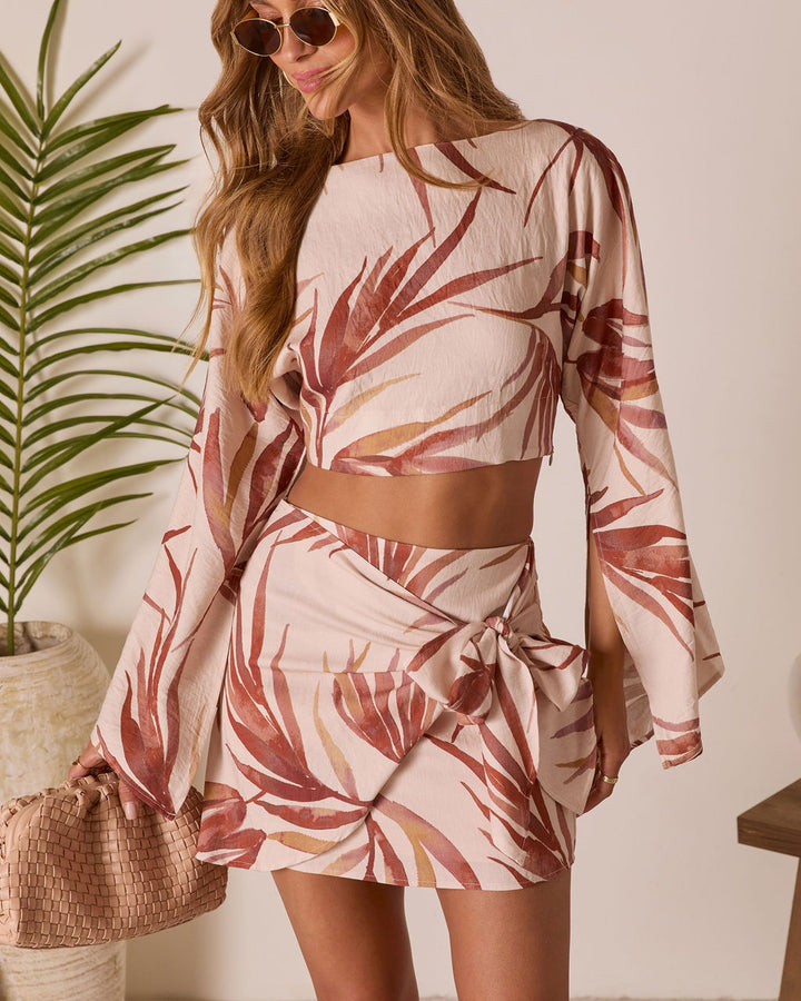 Ramiah Tropical Crop Top Ivory Rust