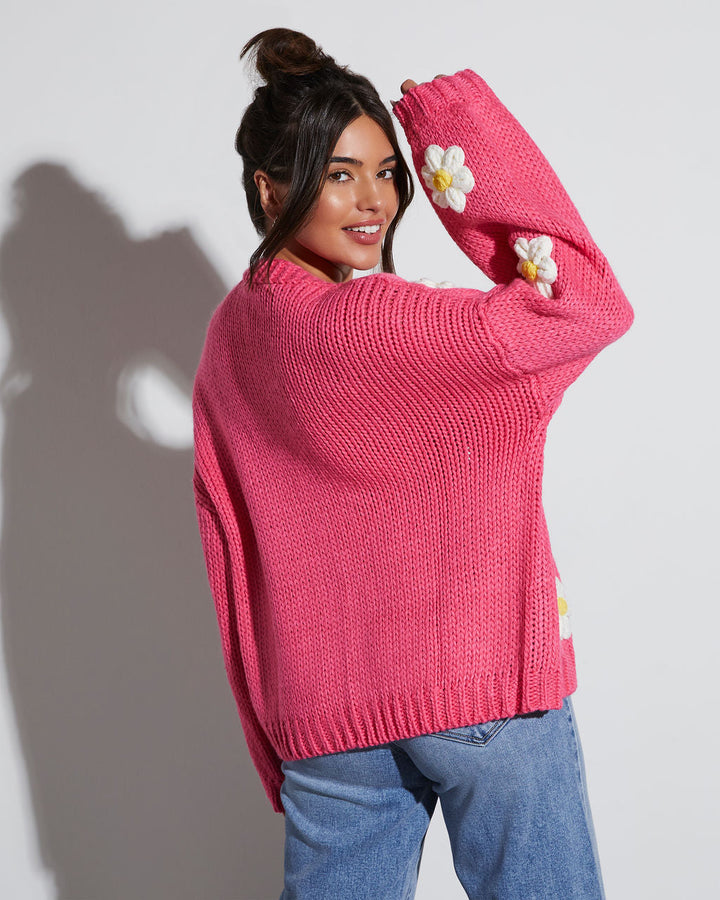 Fallen Daisy Oversized Knit Cardigan