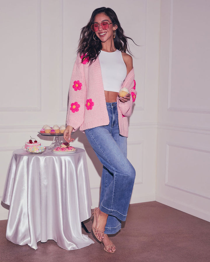 Fallen Daisy Oversized Knit Cardigan