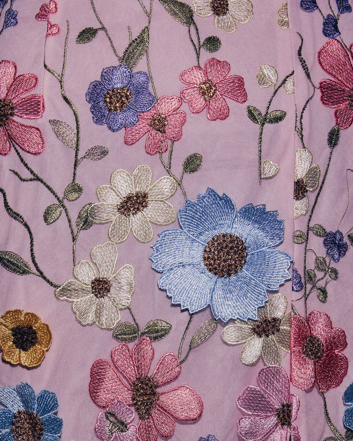 Cassie Strapless Floral Embroidered Midi Dress