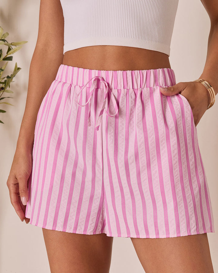 Florine Striped Drawstring Shorts