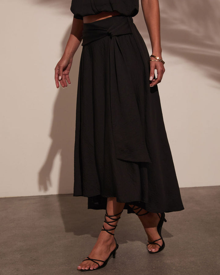 Sharena Waist Tie Midi Skirt