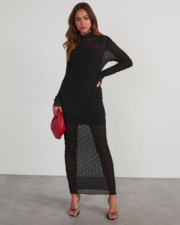 Take Me Dancing Long Sleeve Midi Dress Black