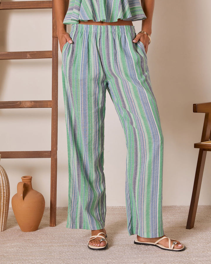 Ediena Striped Linen Pants