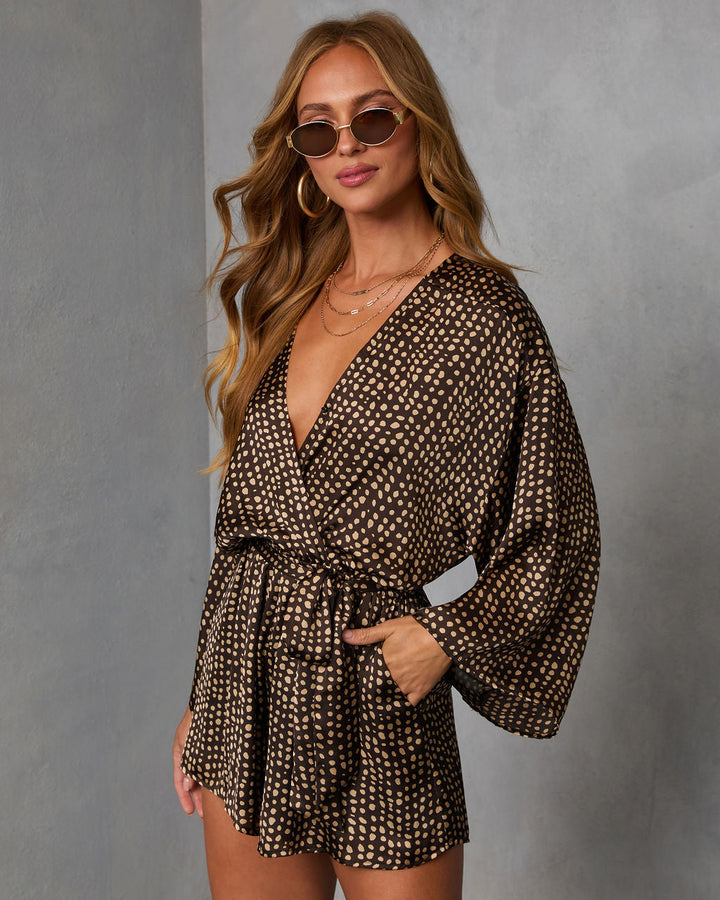 Palm Canyon Satin Tie Waist Romper