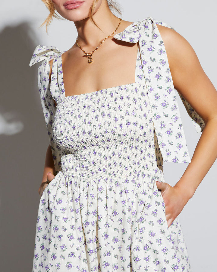 Josephina Floral Tie Strap Midi Dress